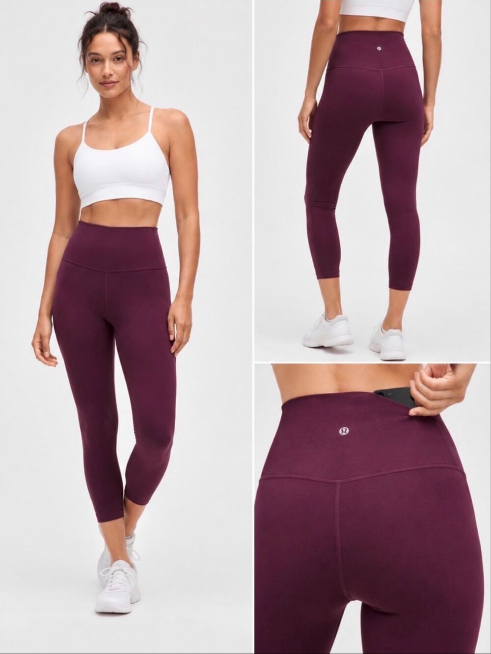 Lululemon Wunder Train High-Rise Crop 21" Heathered Cassis Size 4 *EUC W6BFAS